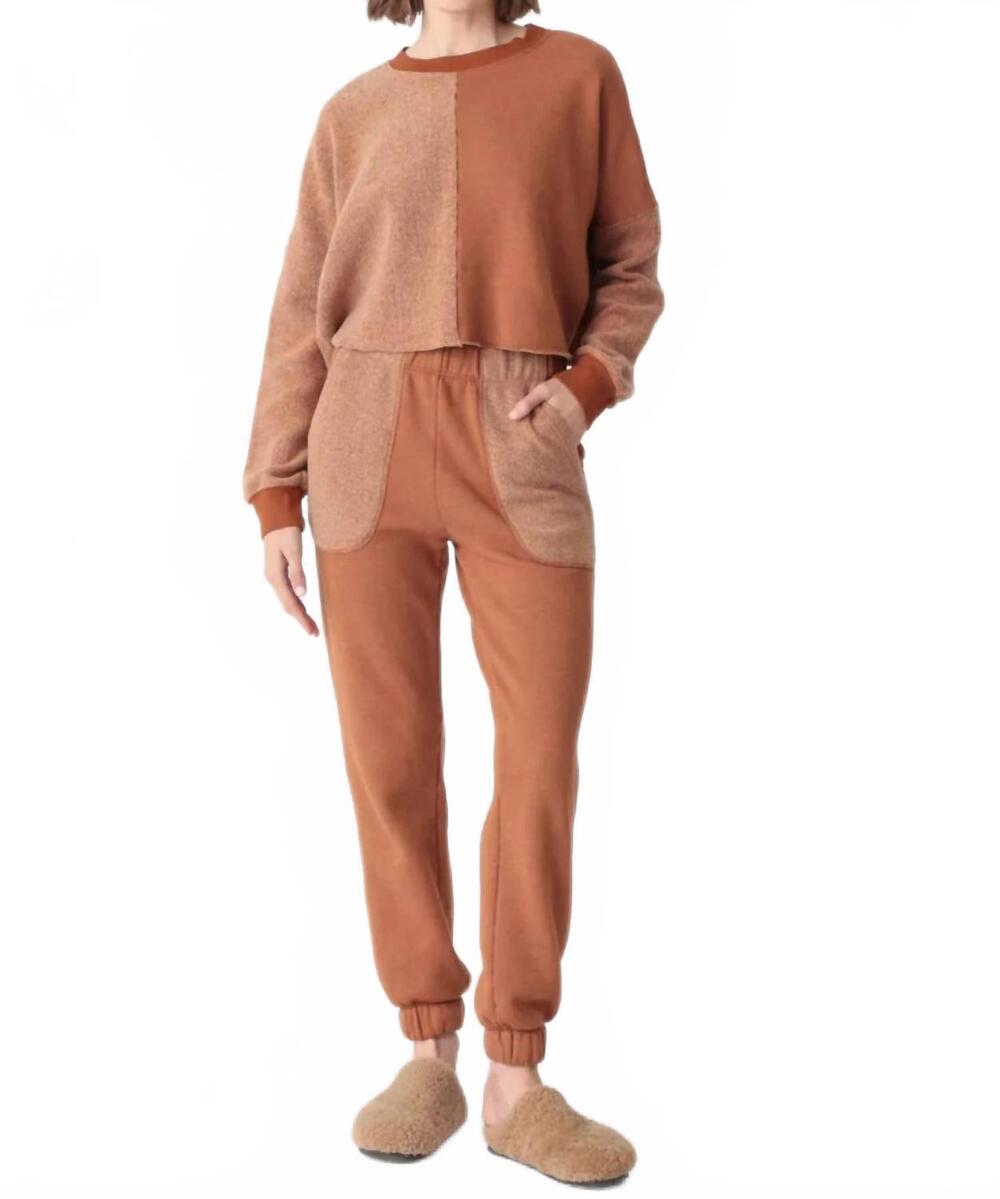 NEW ELECTRIC & ROSE amber tai long sleeve sweatshirt in brown / tan